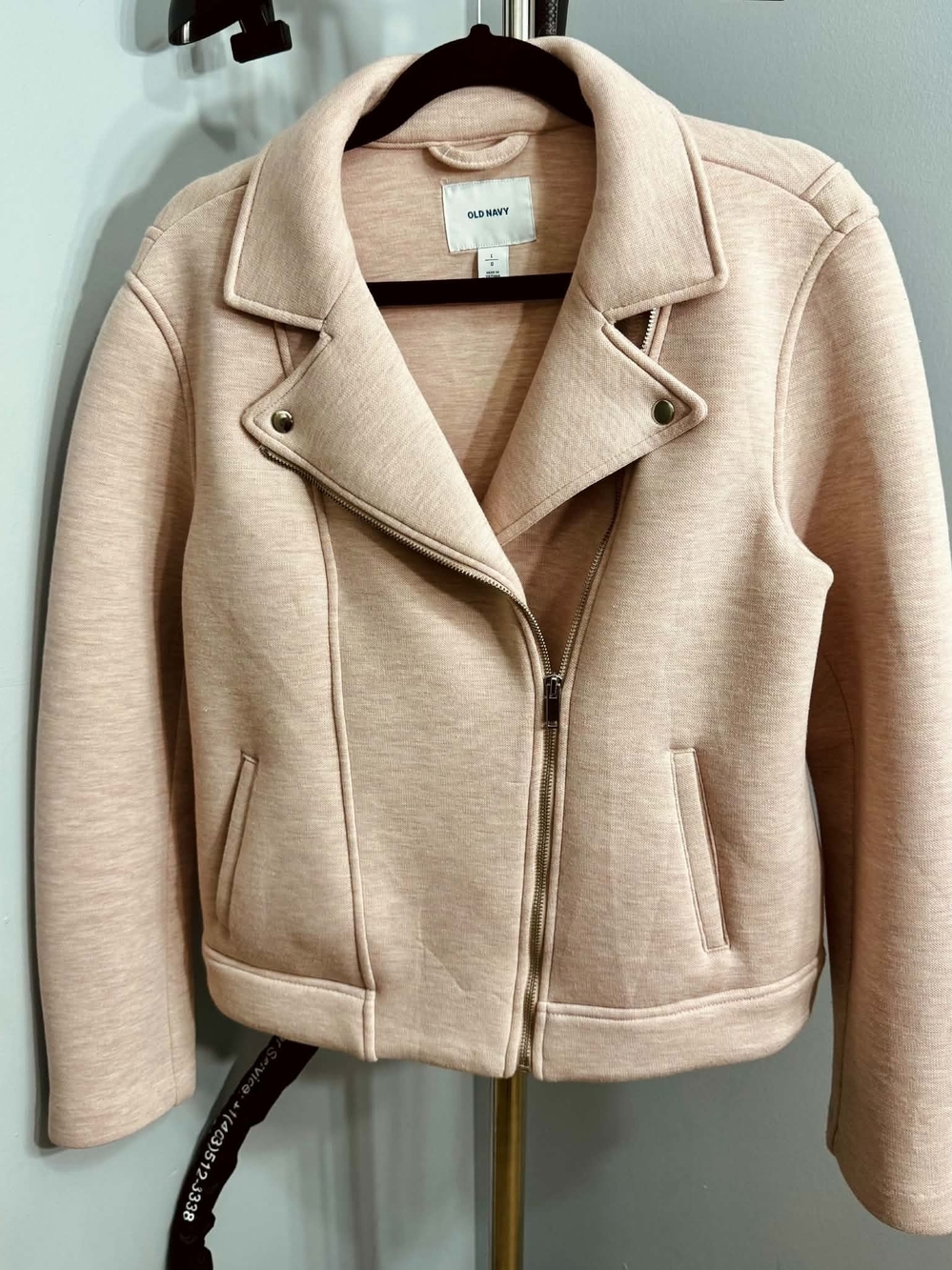 Old Navy Pink Knit Moto Jacket Size L